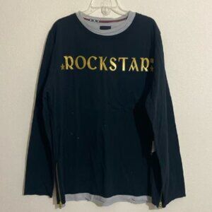 ROCKSTAR Distressed Double Layer Crewneck T-Shirt w Side Zippers Men’s Size XXXL